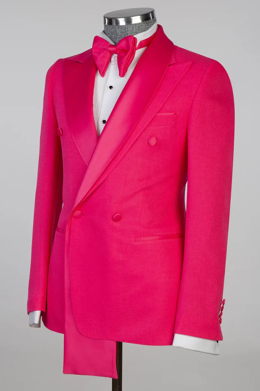 Hot Pink 2-piece Double-breasted Peak Lapel Tuxedo
