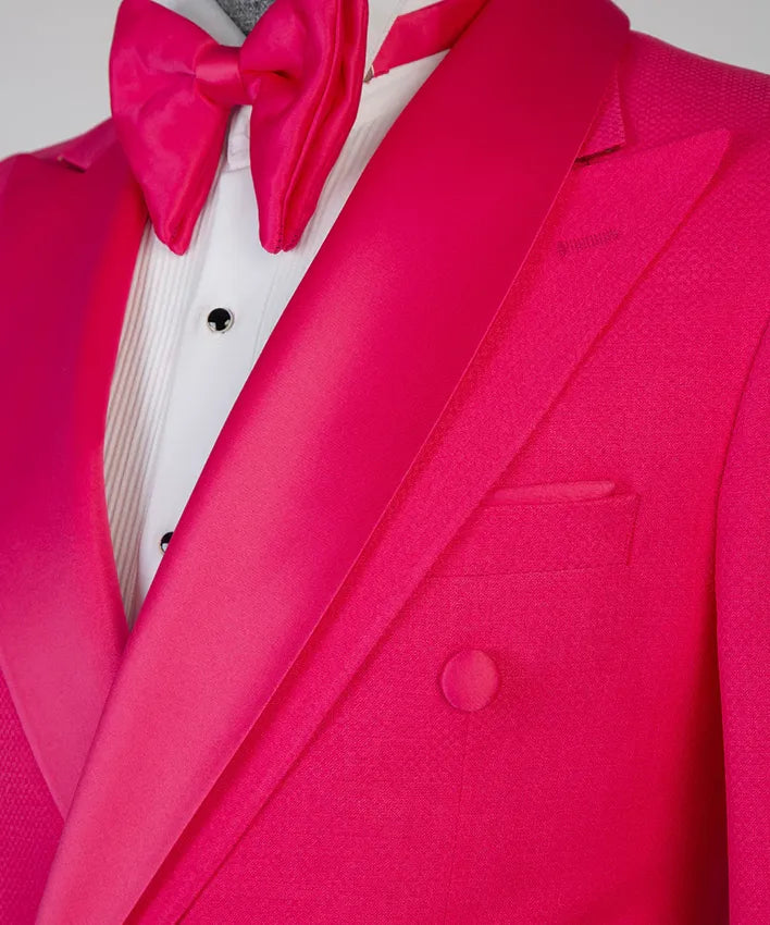 Hot Pink 2-piece Double-breasted Peak Lapel Tuxedo