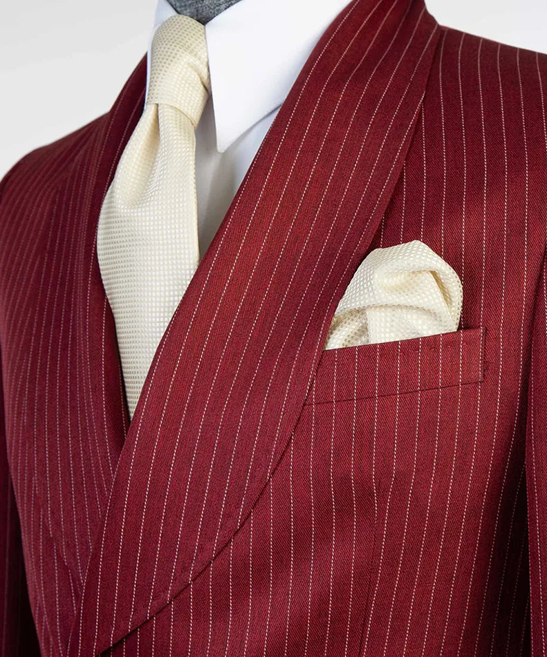 Red 2-piece Double-breasted Shawl Lapel Suit