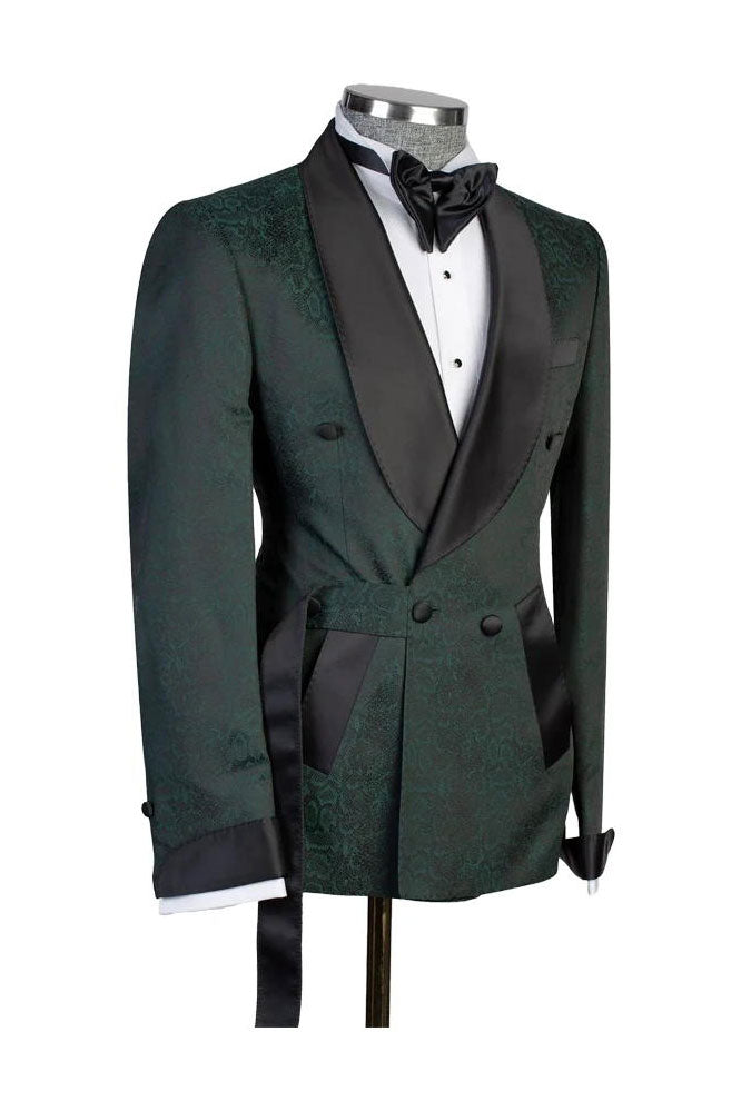Green 2-piece Floral Tuxedo with Belted