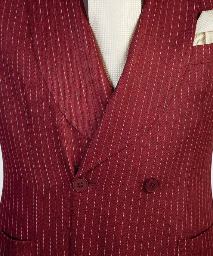 Red 2-piece Double-breasted Shawl Lapel Suit