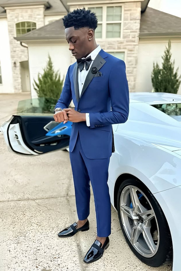 Blue 2-piece Notch Lapel Single-breasted Tuxedo for Prom