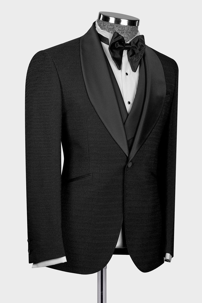 Black 3-piece Shawl Lapel Single Breasted Tuxedo