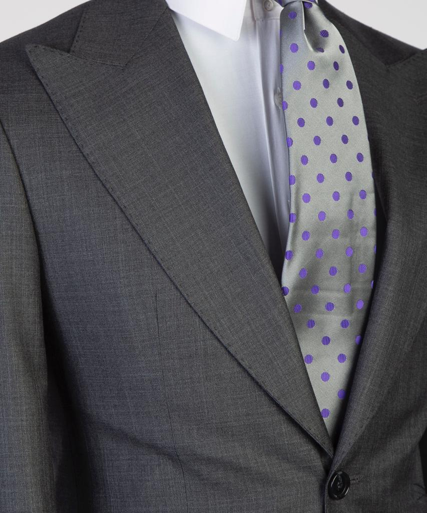 Grey Peaked Lapel Single Breasted 3-piece Formal Suits