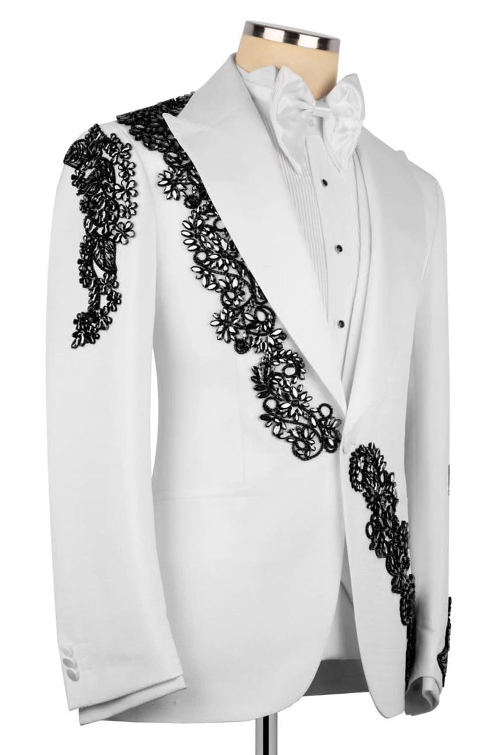 White Single-breasted 3-Piece Suit