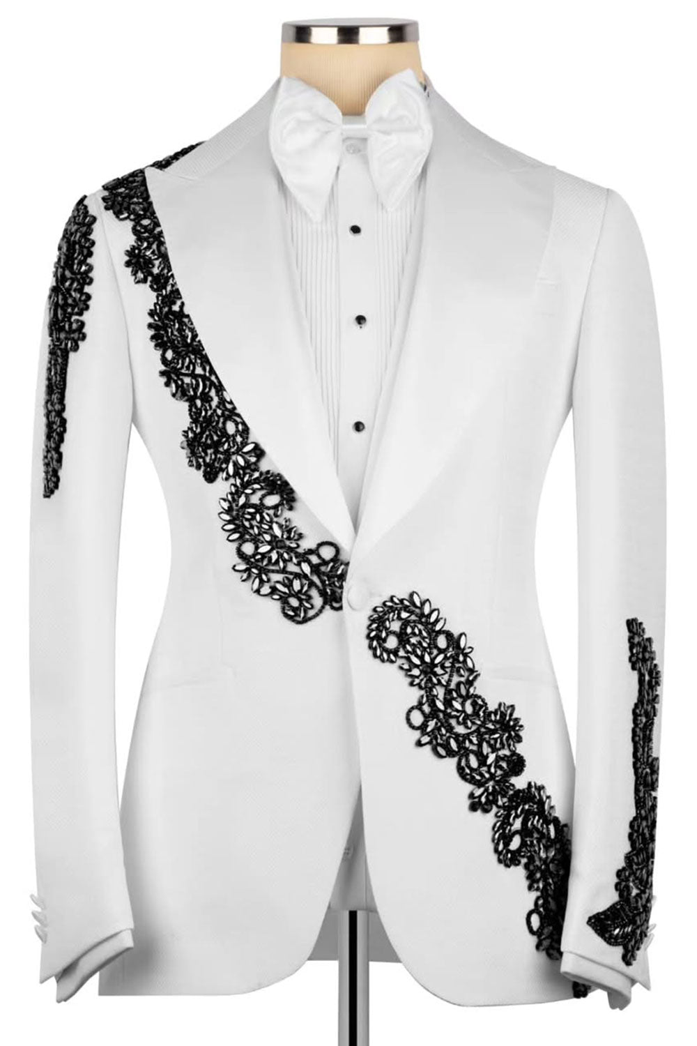 White Single-breasted 3-Piece Suit