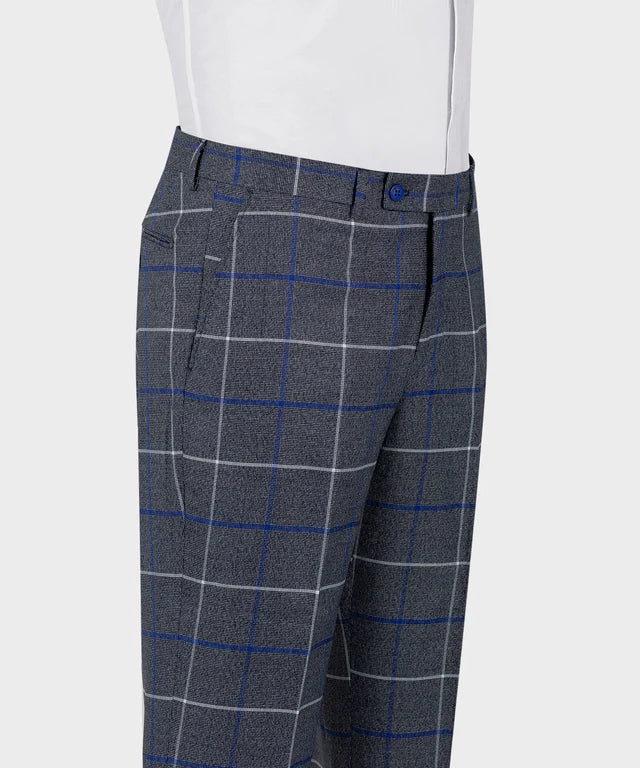 Blue 2 Piece Plaid Double Breasted Suit