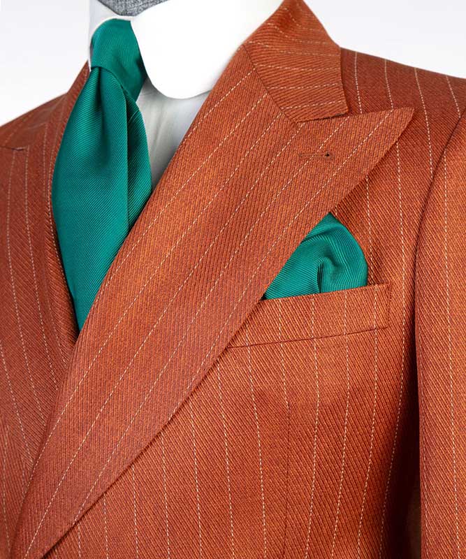 Orange Peaked Lapel One Button Striped Suit for Prom