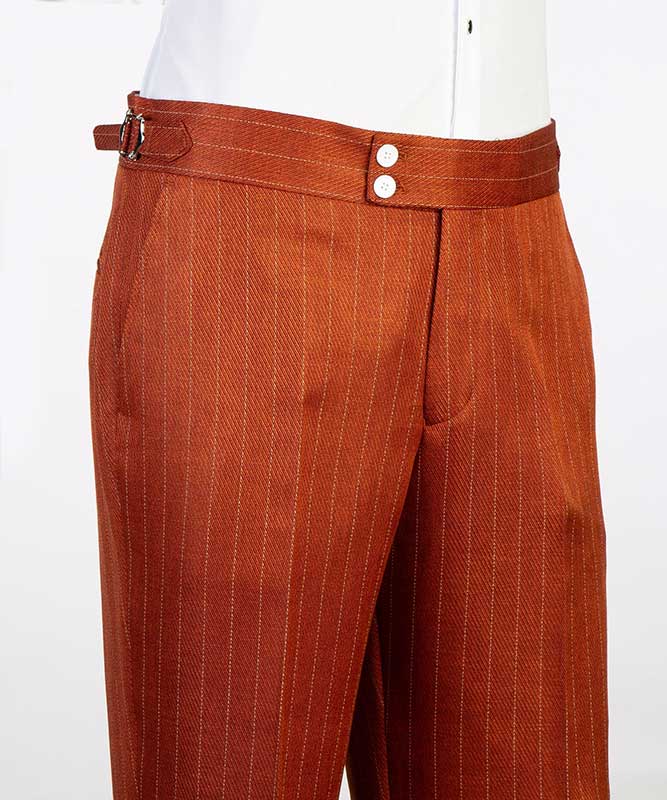Orange Peaked Lapel One Button Striped Suit for Prom
