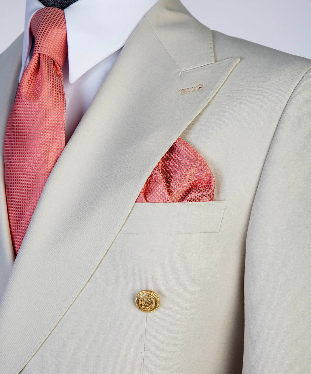 Ivory 2-piece Peak Lapel Double-breasted Suit for Prom