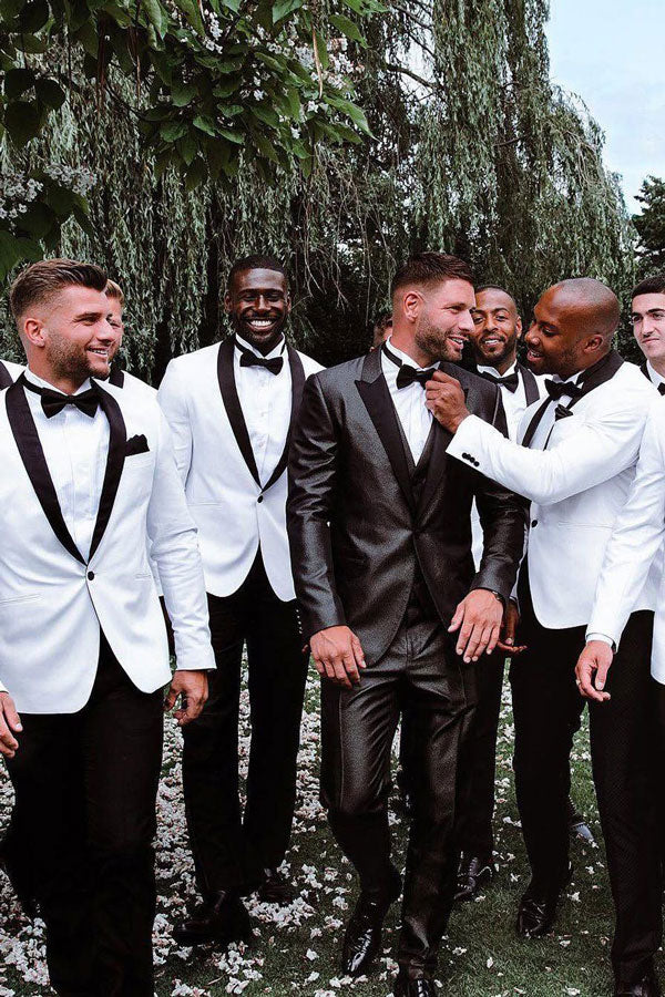 White Shawl Lapel Groomsman Tuxedo
