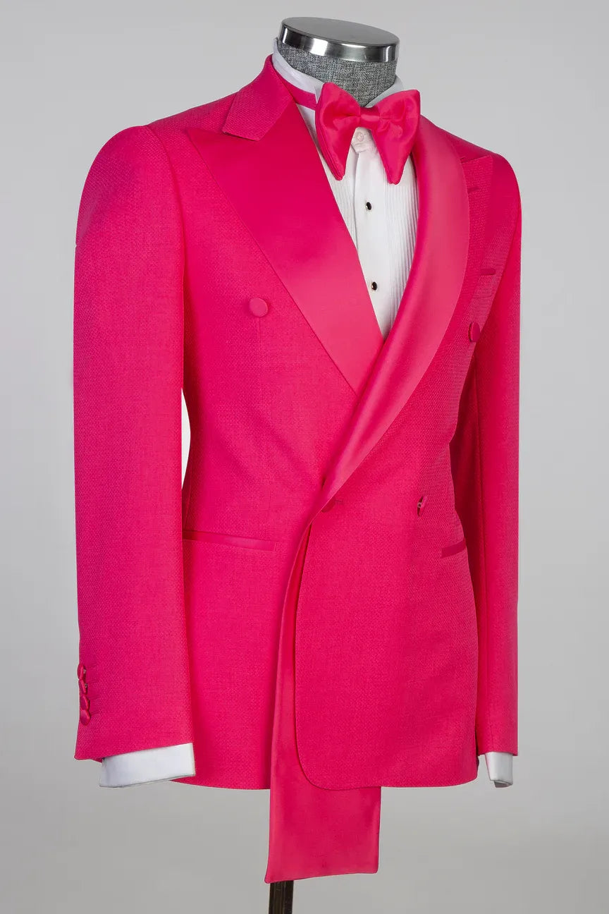 Hot Pink 2-piece Double-breasted Peak Lapel Tuxedo