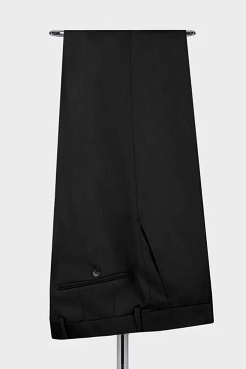 Black 2-piece Peak Lapel Double Breasted Suit