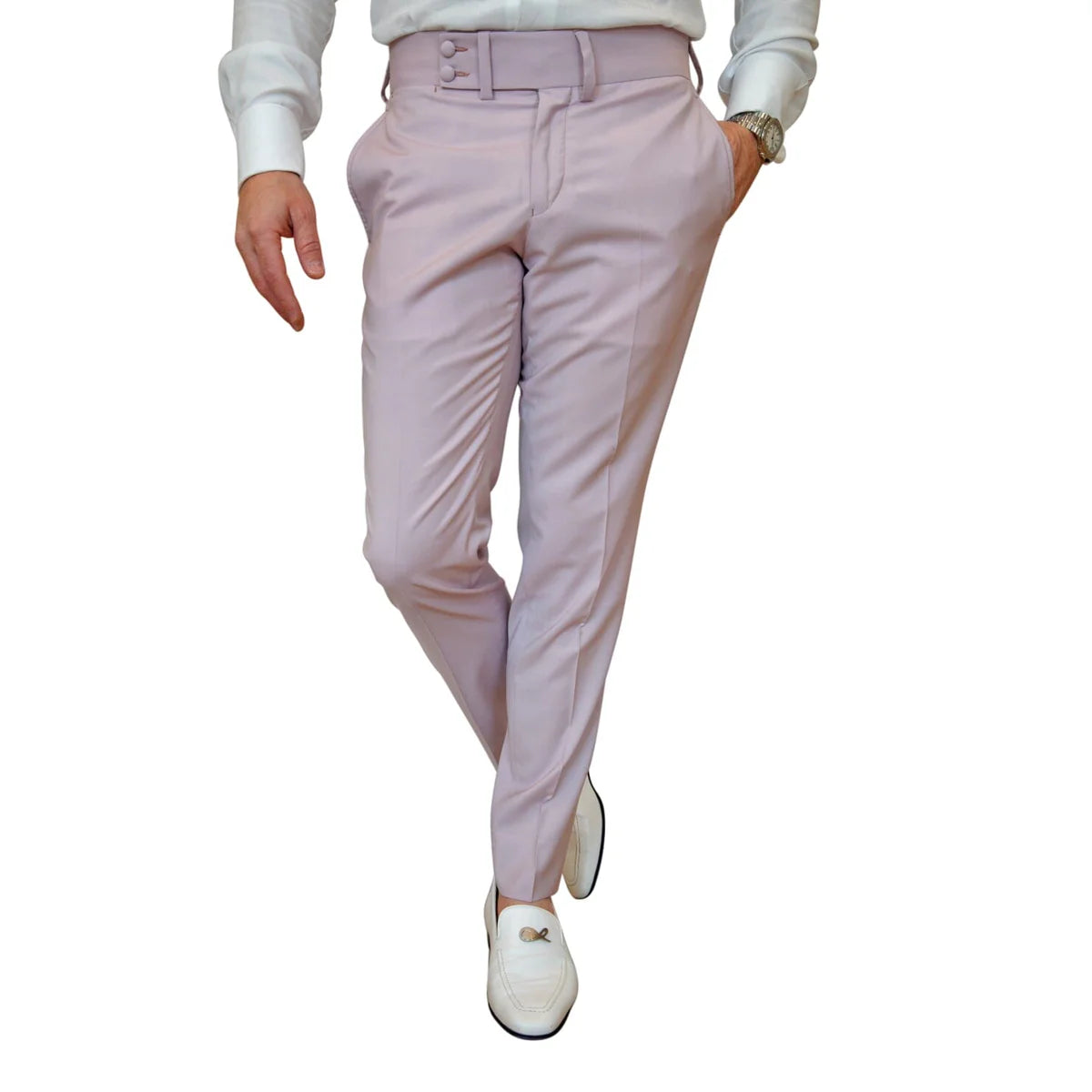 Classic Pink Peaked Lapel Single Breasted Suit for Wedding