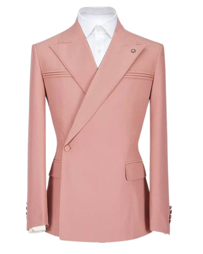 2 Piece Peak Lapel Pink Single Breasted Suit