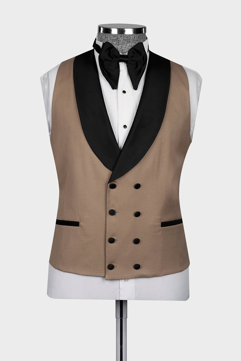 Khaki 3-piece Shawl Lapel Single Breasted Tuxedo