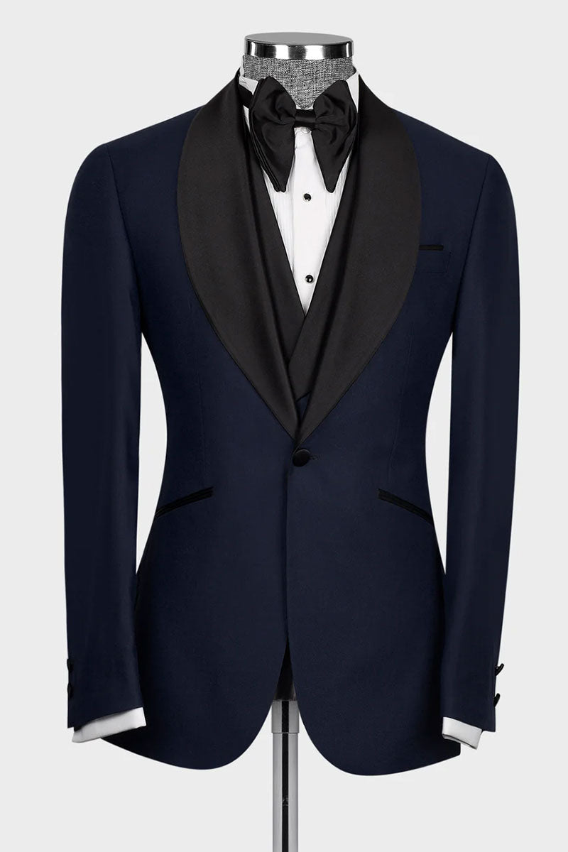 Navy 3-piece Shawl Lapel Single Breasted Tuxedo