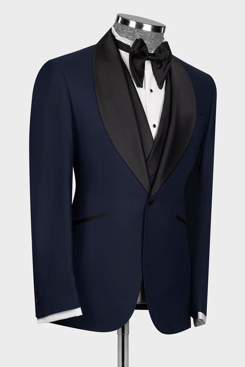 Navy 3-piece Shawl Lapel Single Breasted Tuxedo
