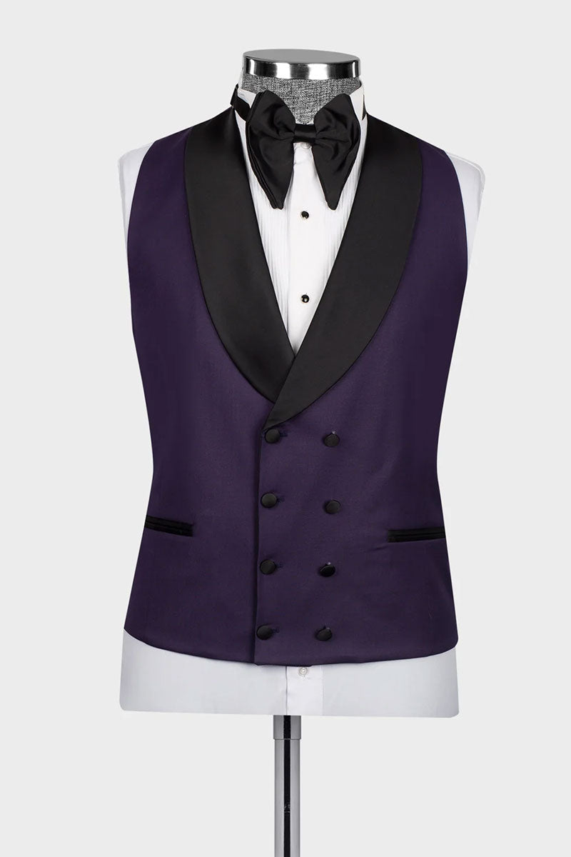 Purple 3-piece Shawl Lapel Single Breasted Tuxedo