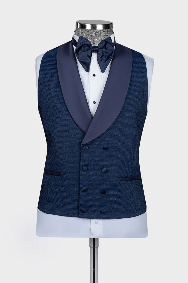 Navy 3-piece Shawl Lapel Single Breasted Tuxedo
