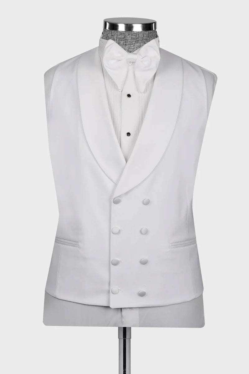 White 3-piece Shawl Lapel Single Breasted Suit