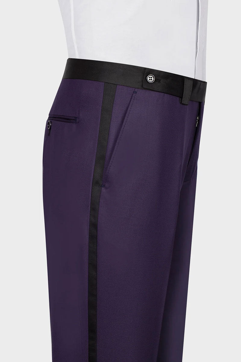 Purple 3-piece Shawl Lapel Single Breasted Tuxedo