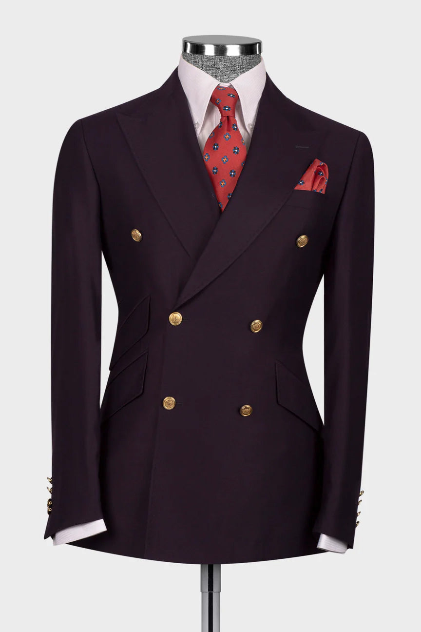 Burgundy 2-piece Peak Lapel Suit for Prom