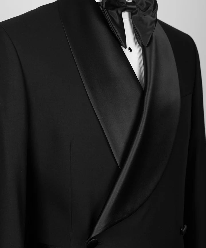 Chic Black Double-breasted 2-piece Shawl Lapel Tuxedo
