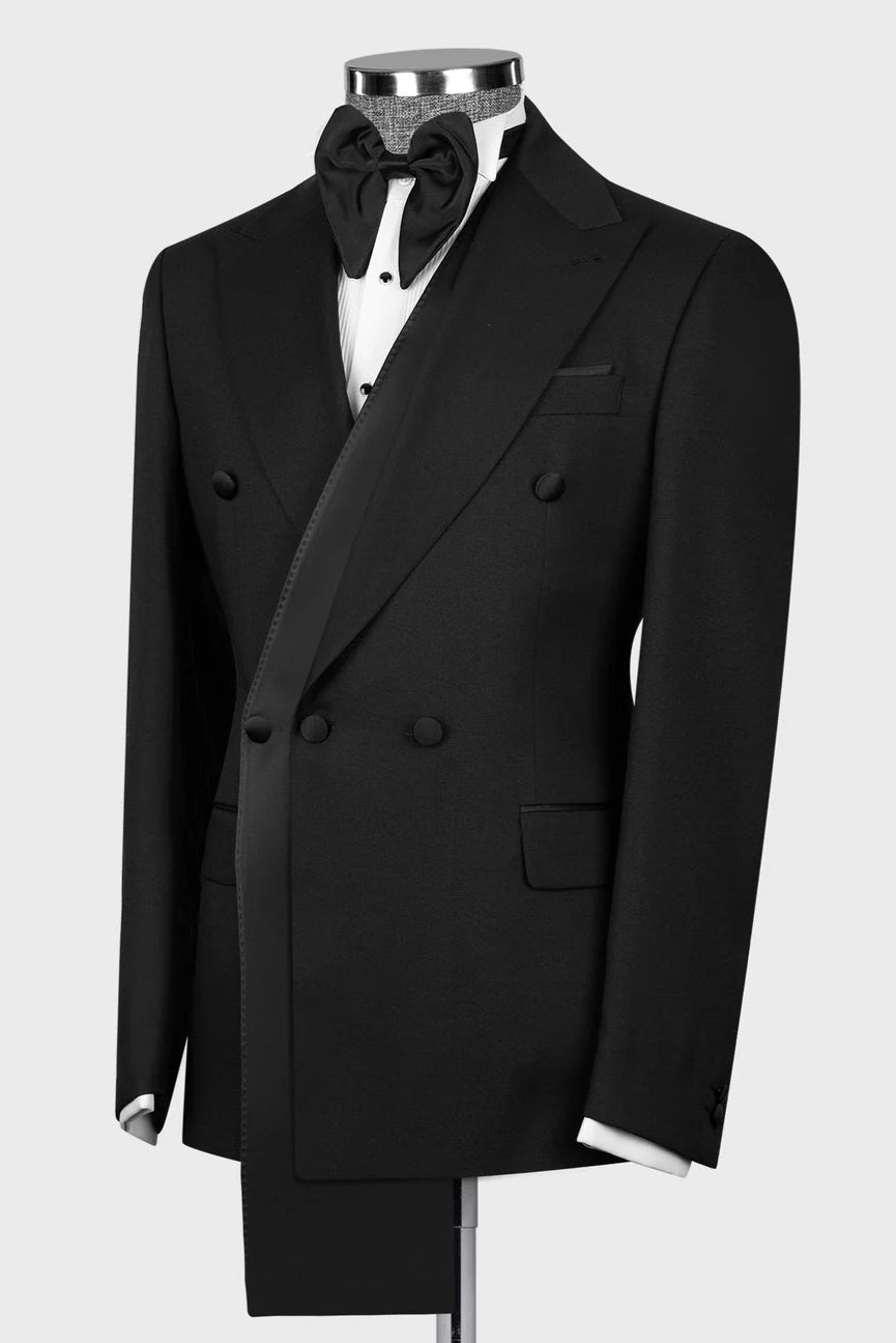 Black 2-piece Peak Lapel Suit for Prom
