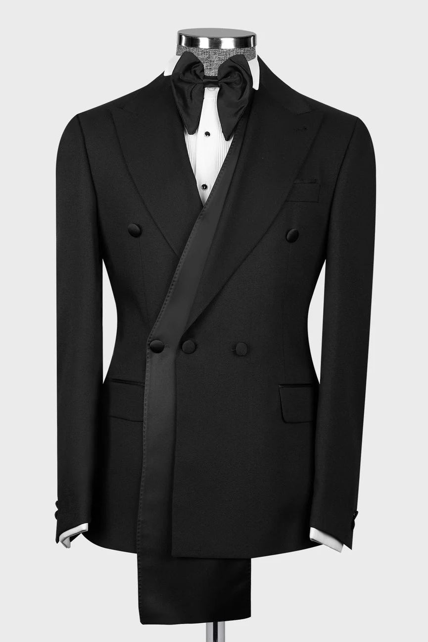 Black 2-piece Peak Lapel Suit for Prom