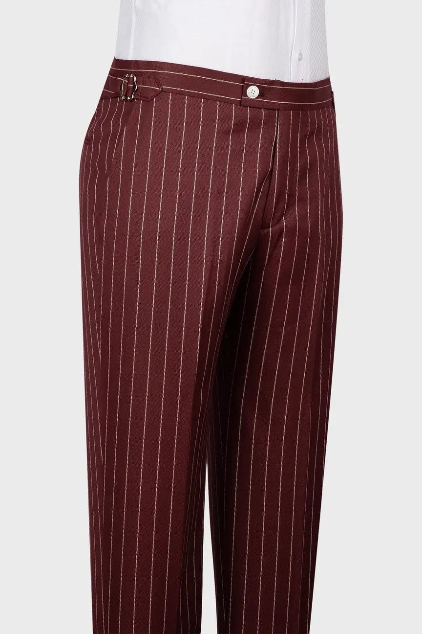 Burgundy 3-piece Single-breasted Peak Lapel Suit
