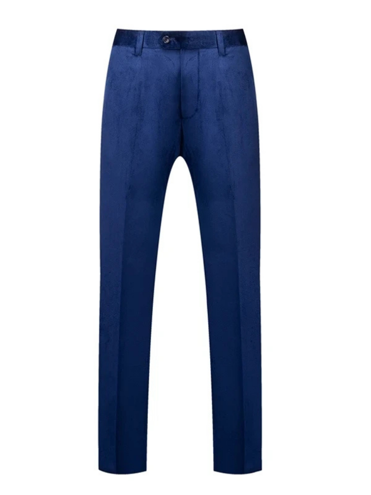 Luxury Slim Fit Two Piece Peak Lapel Blue Velour Wedding and Prom Men Suits