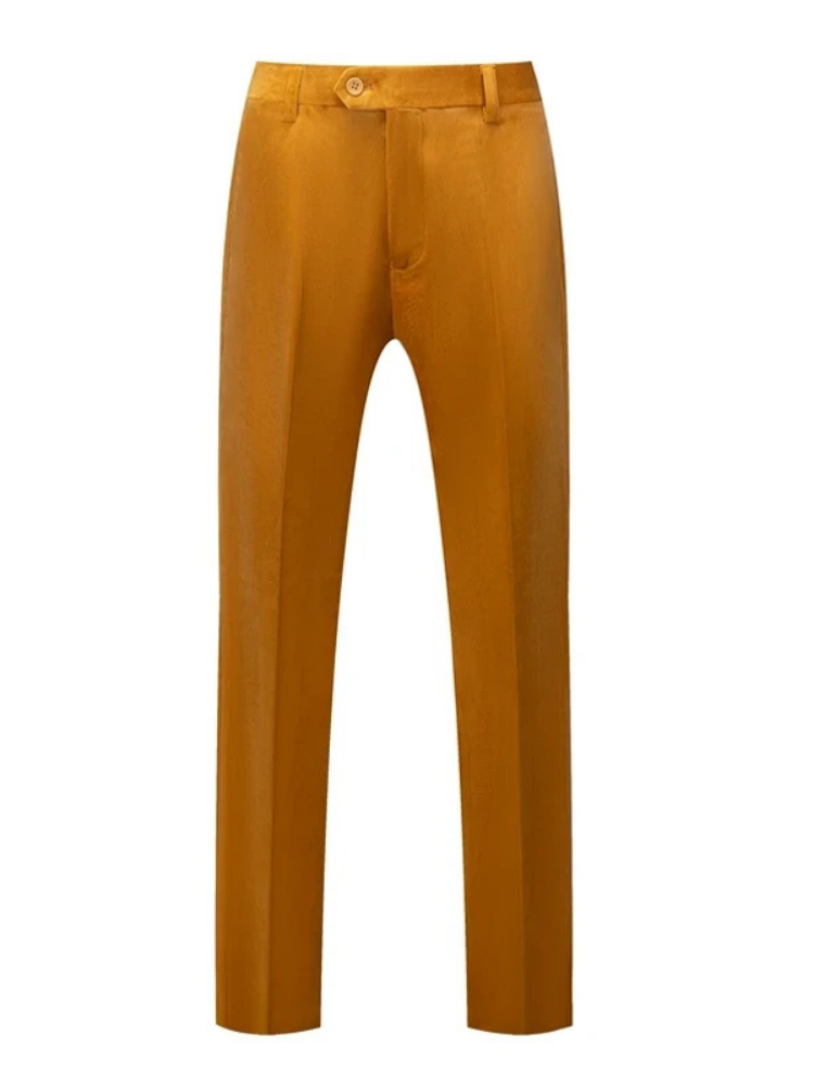 Elegant Two Piece Peak Lapel Orange Slim Fit Velour Wedding and Prom Men Suits