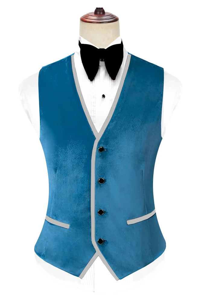 New Arrival Classic Blue 3-piece Velvet Prom Tuxedo