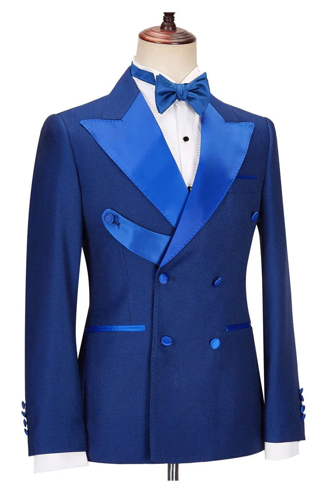 New Elegant Blue 2 Piece Peak Lapel Tuxedo