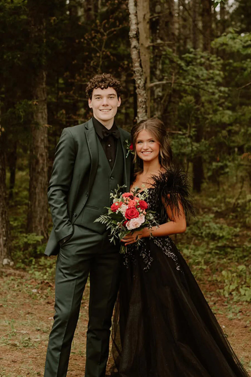 3-Piece Dark Green Single Breasted Notch Lapel Suit