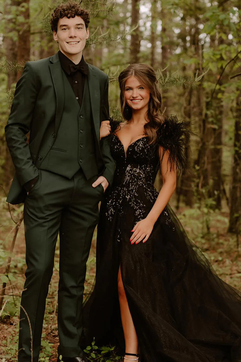 3-Piece Dark Green Single Breasted Notch Lapel Suit