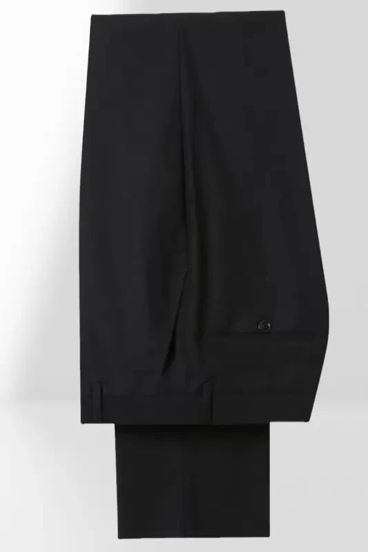 Black White 2 Piece Double Breasted Peak Lapel Suit