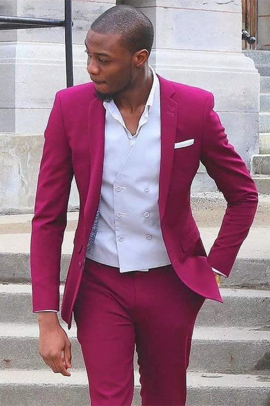 Bespoke Notch Lapel Slim Fit Prom Men Suits