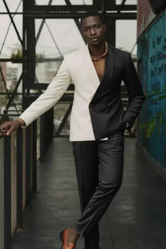 Black Double-Breasted Shawl Lapel Two Piece Prom Suit