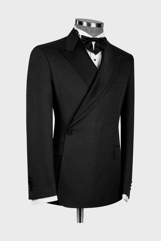 Black One Button 2 Piece Suit Wedding Prom Tuxedo