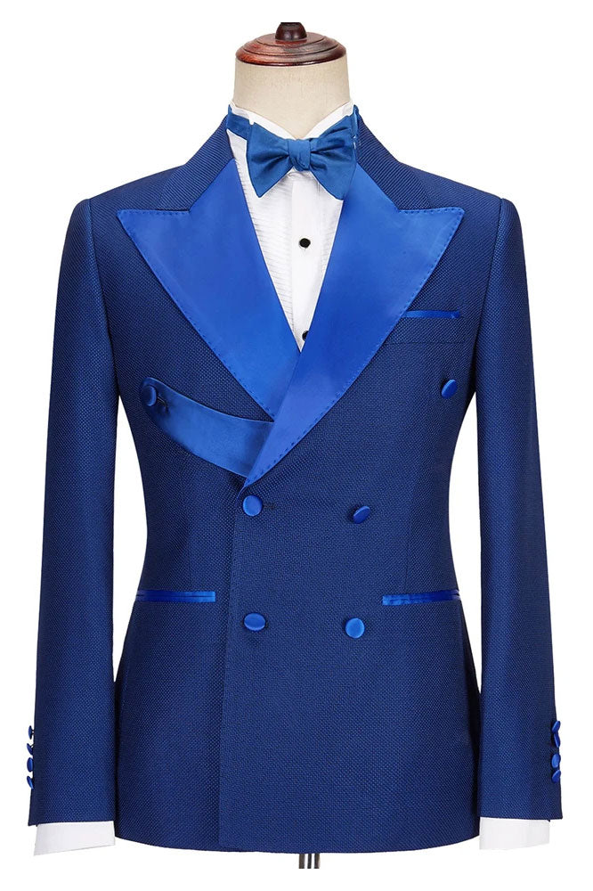 New Elegant Blue 2 Piece Peak Lapel Tuxedo