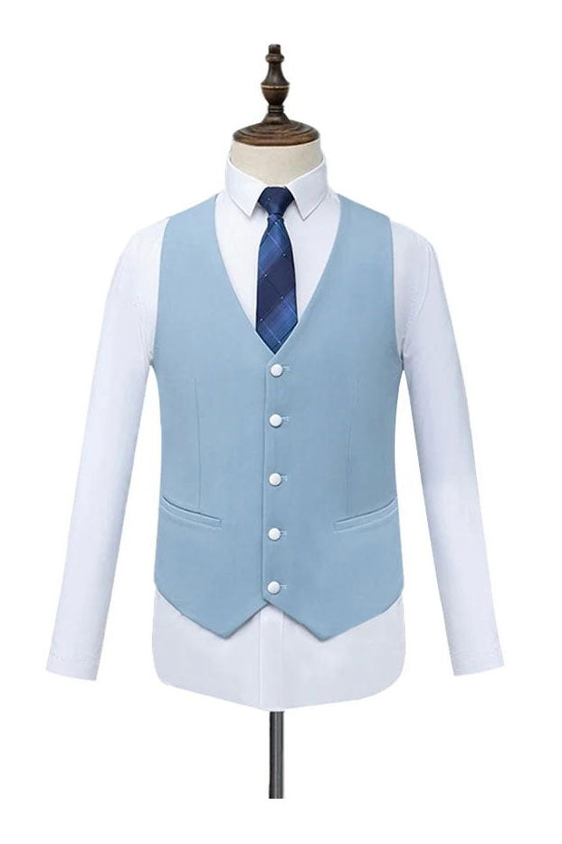 Sky Blue Golden Shawl Lapel Double Breasted Tuxedo