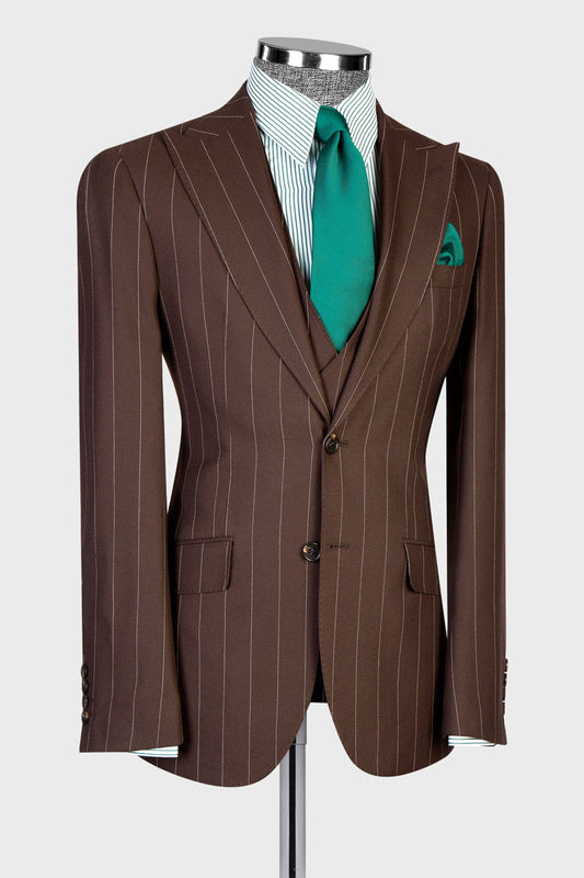 Men's Striped Peak Lapel 2-piece Suit