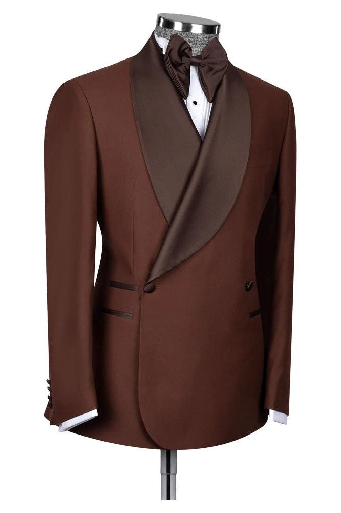Brown Shawl Lapel Double Breasted Tuxedo