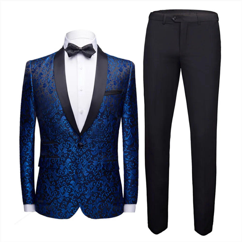 Blue Jacquard 2-piece Shawl Lapel Tuxedo