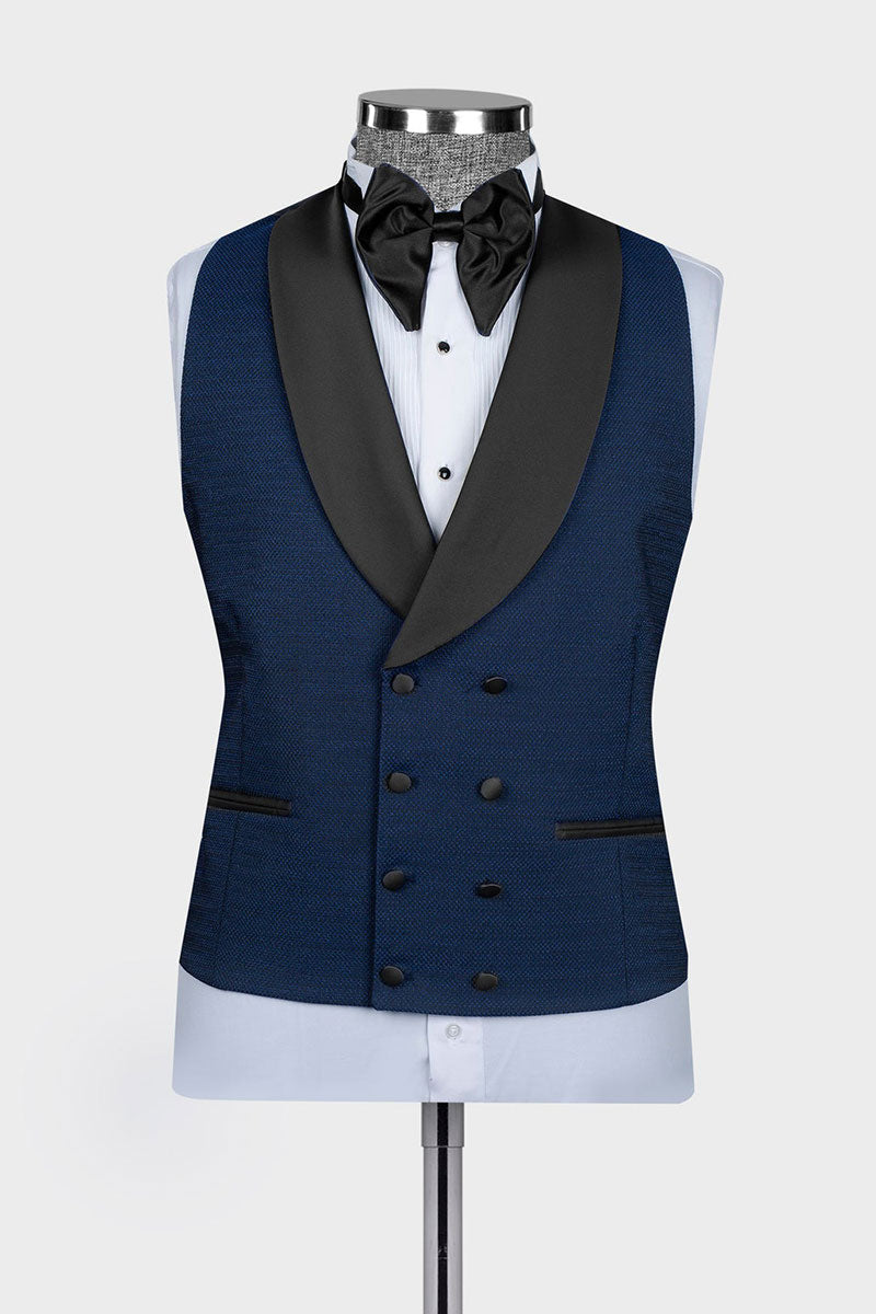 Navy Blue 3-piece Shawl Lapel Single Breasted Tuxedo