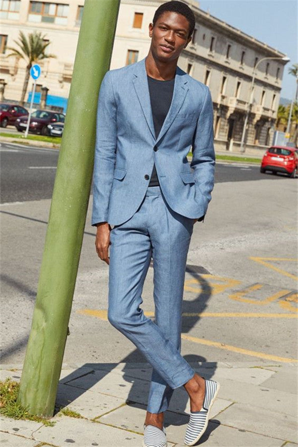 Casual Linen Beach Suit Wedding Groom Classic Prom Men Party Wear