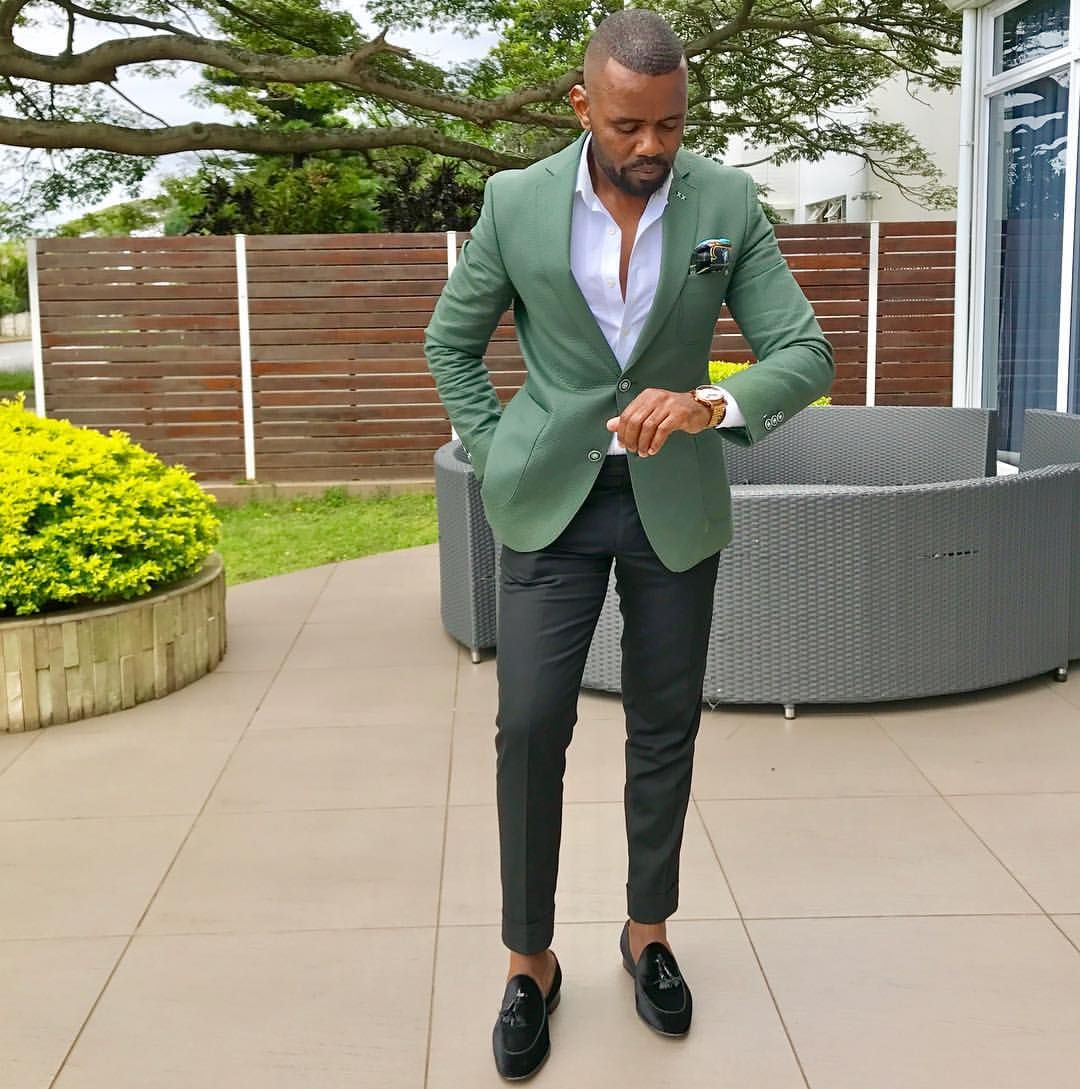 Classy Green Fashion Slim Fit Notch Lapel Formal Men's Suits