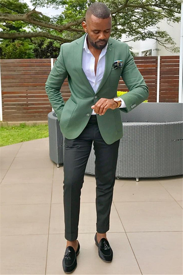 Classy Green Fashion Slim Fit Notch Lapel Formal Men's Suits